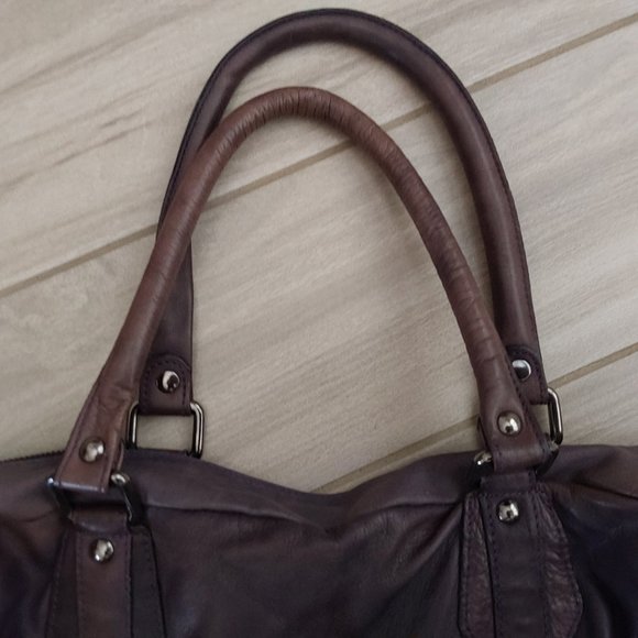 Nordstrom Vintage Purple Italian Leather Satchel Tote Handbag Size XL - Picture 6 of 8